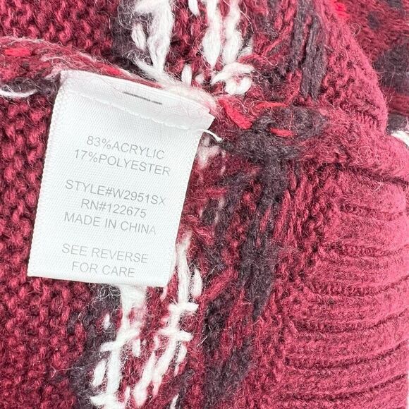 Lety & Me Pullover Sweater Womens 3X Red Fair Isle Pattern Mock Neck NWT - Picture 7 of 11